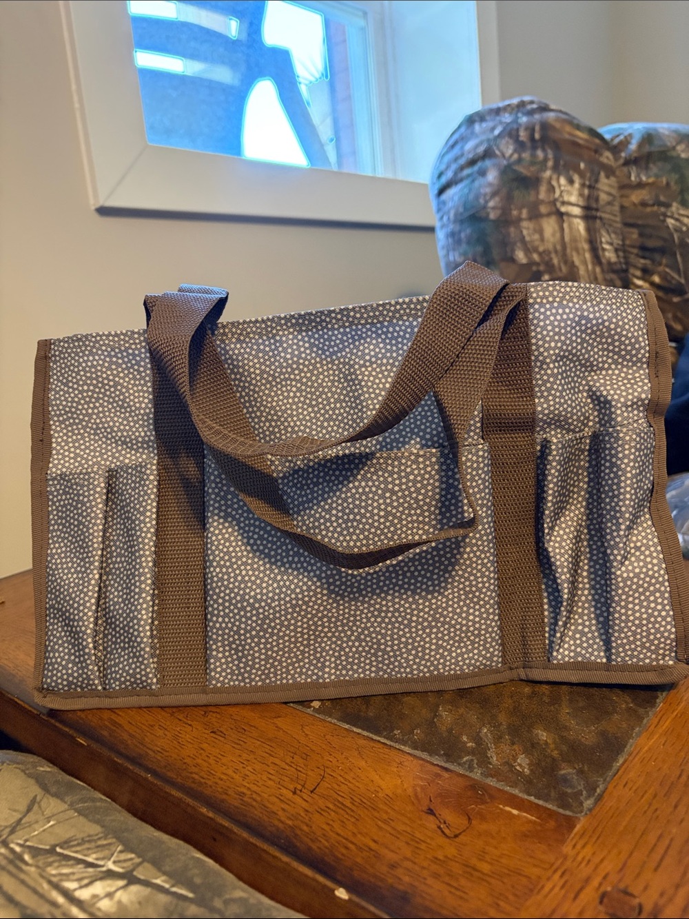 Small Thirty One Brown & White Dot-Pattern Tote